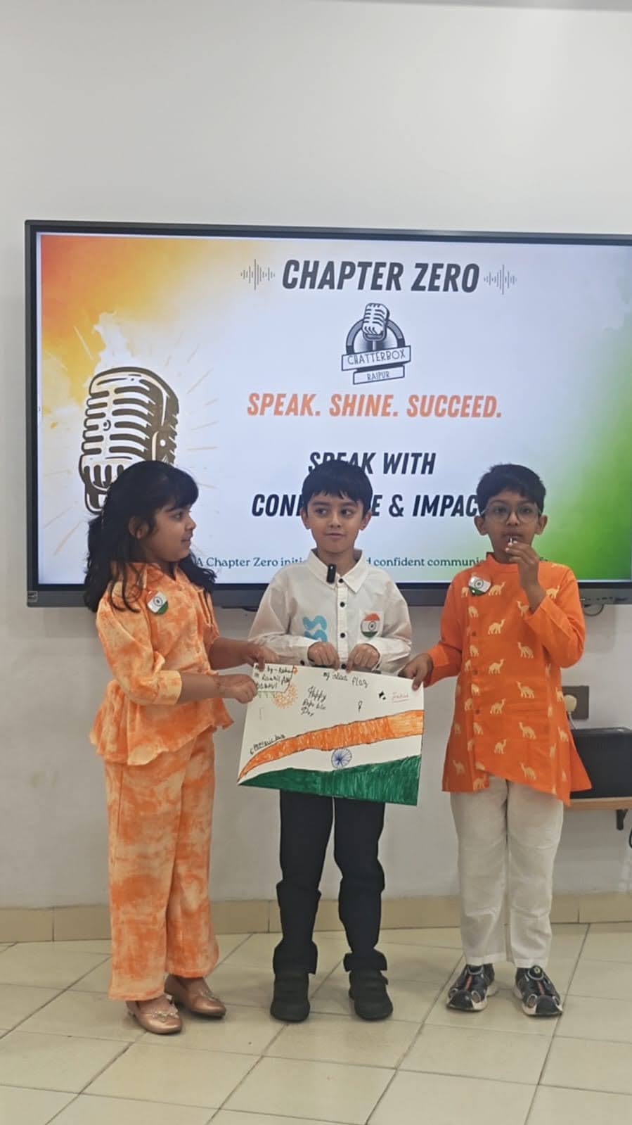 Child preparing to speak confidently